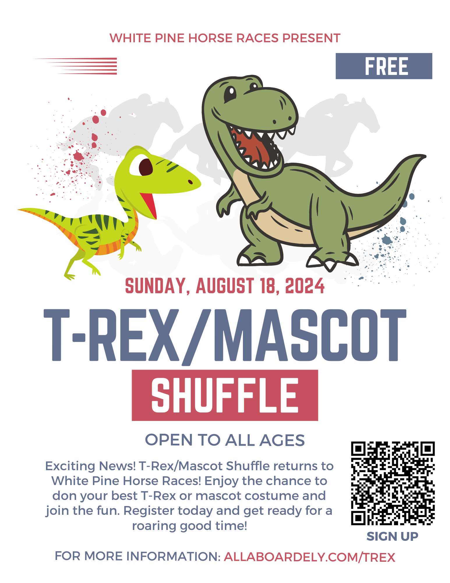 T-Rex/Mascot Shuffle White Pine Horse Races Nevada<br />
